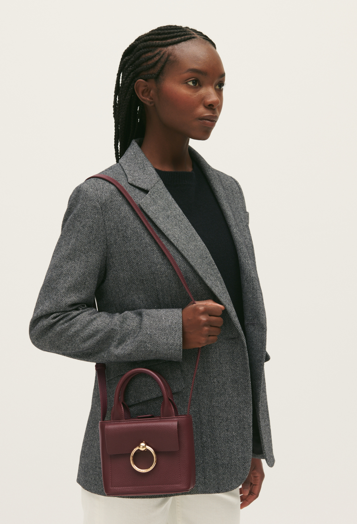 Mini sac Anouck cuir graine bordeaux
