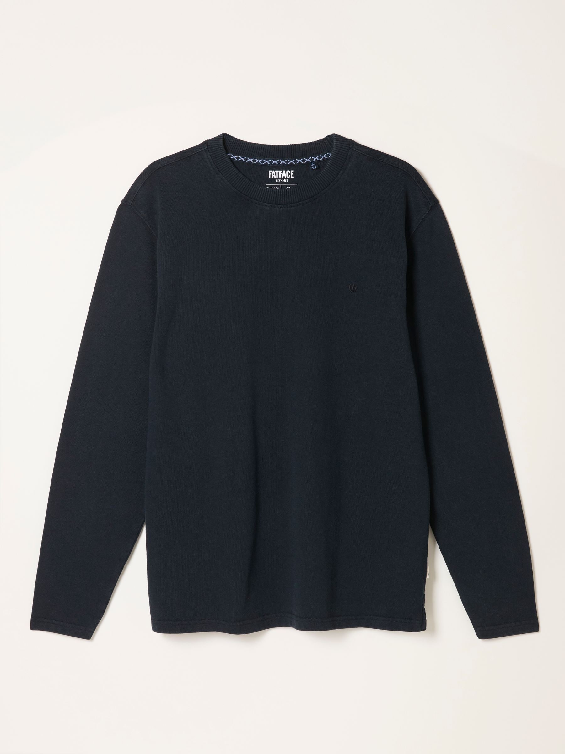 Zwart - FatFace Lange Mouw Zwaargewicht Relaxed Fit T-shirt