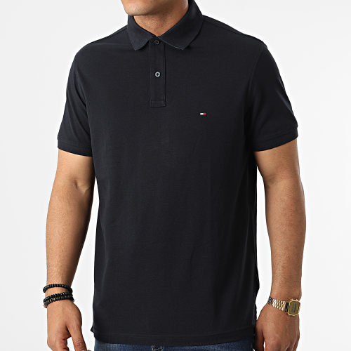 Polo Manches Courtes Print Under Collar 5685 Bleu Marine