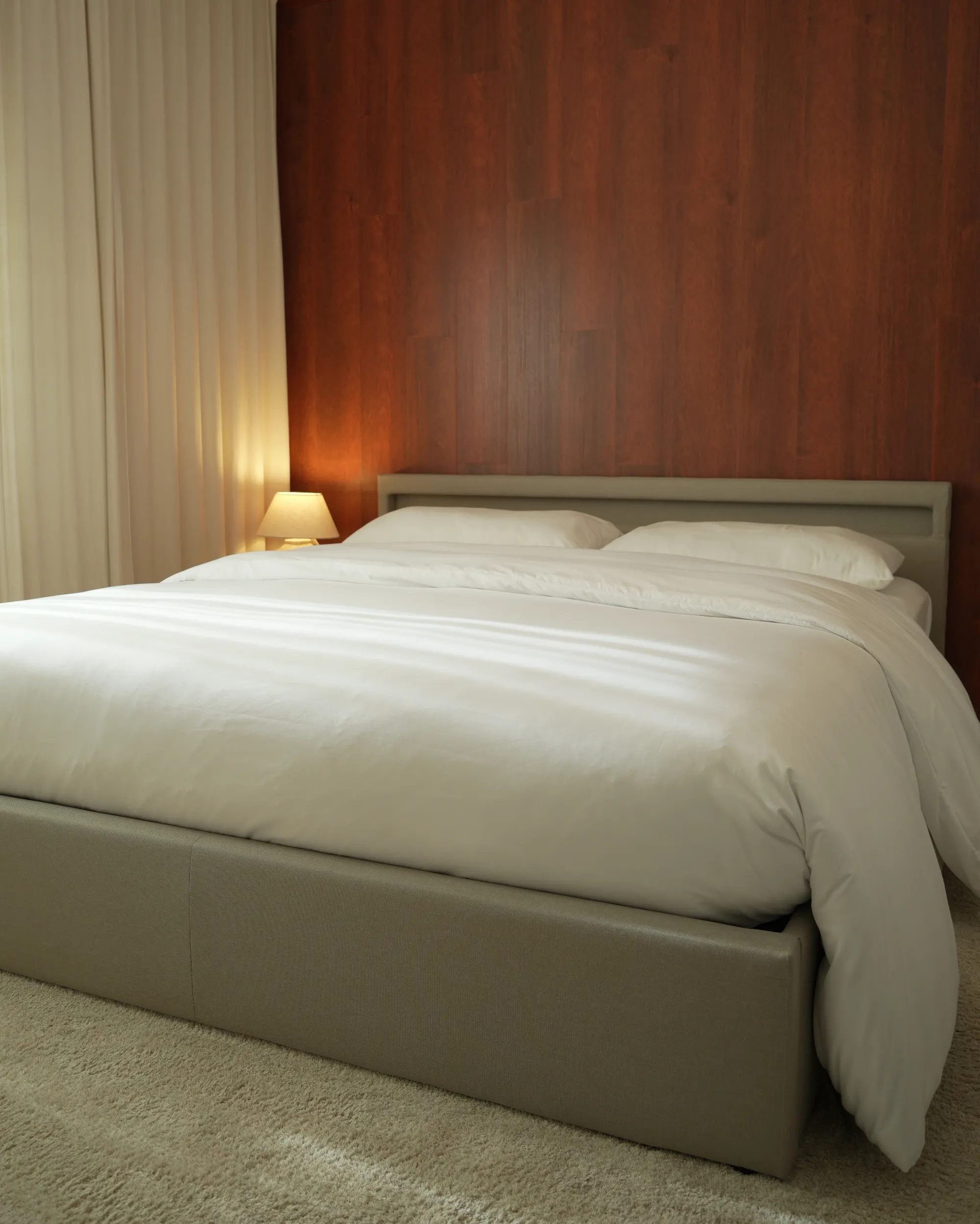 Opbergbed met LED Stof ARMELLE 180 x 200 cm Beige