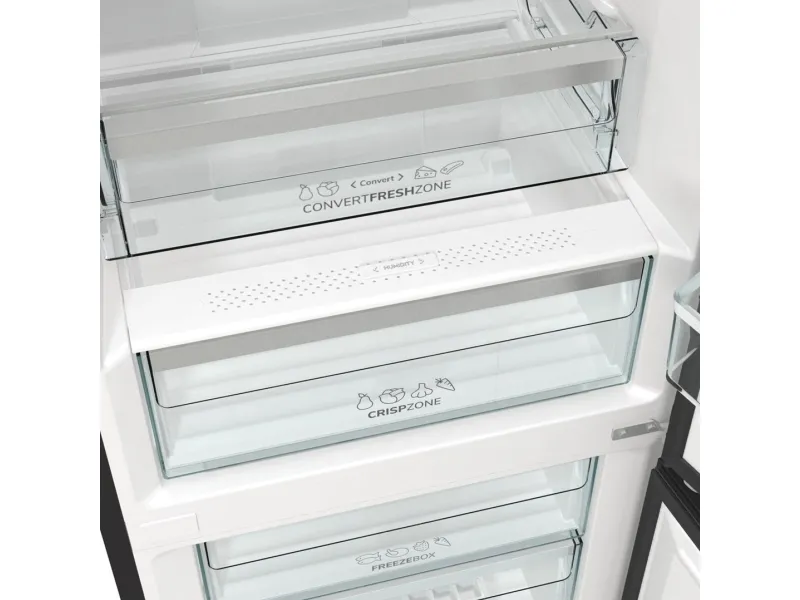 Gorenje NRK6192ABK4 - Køleskab/fryser - bund-fryser - bredde: 60 cm - dybde: 59.2 cm - højde: 185 cm - 300 liter - Klasse E - sort