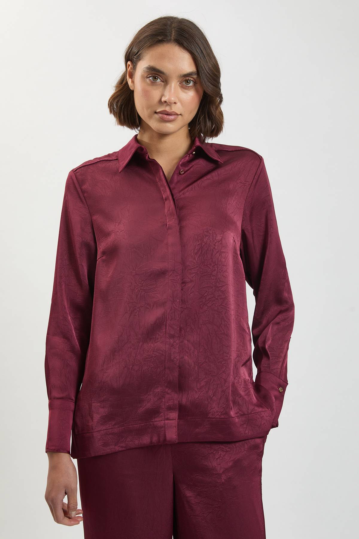 KarenMillen Chemise Tissée Décontractée En Satin Martelé Petite