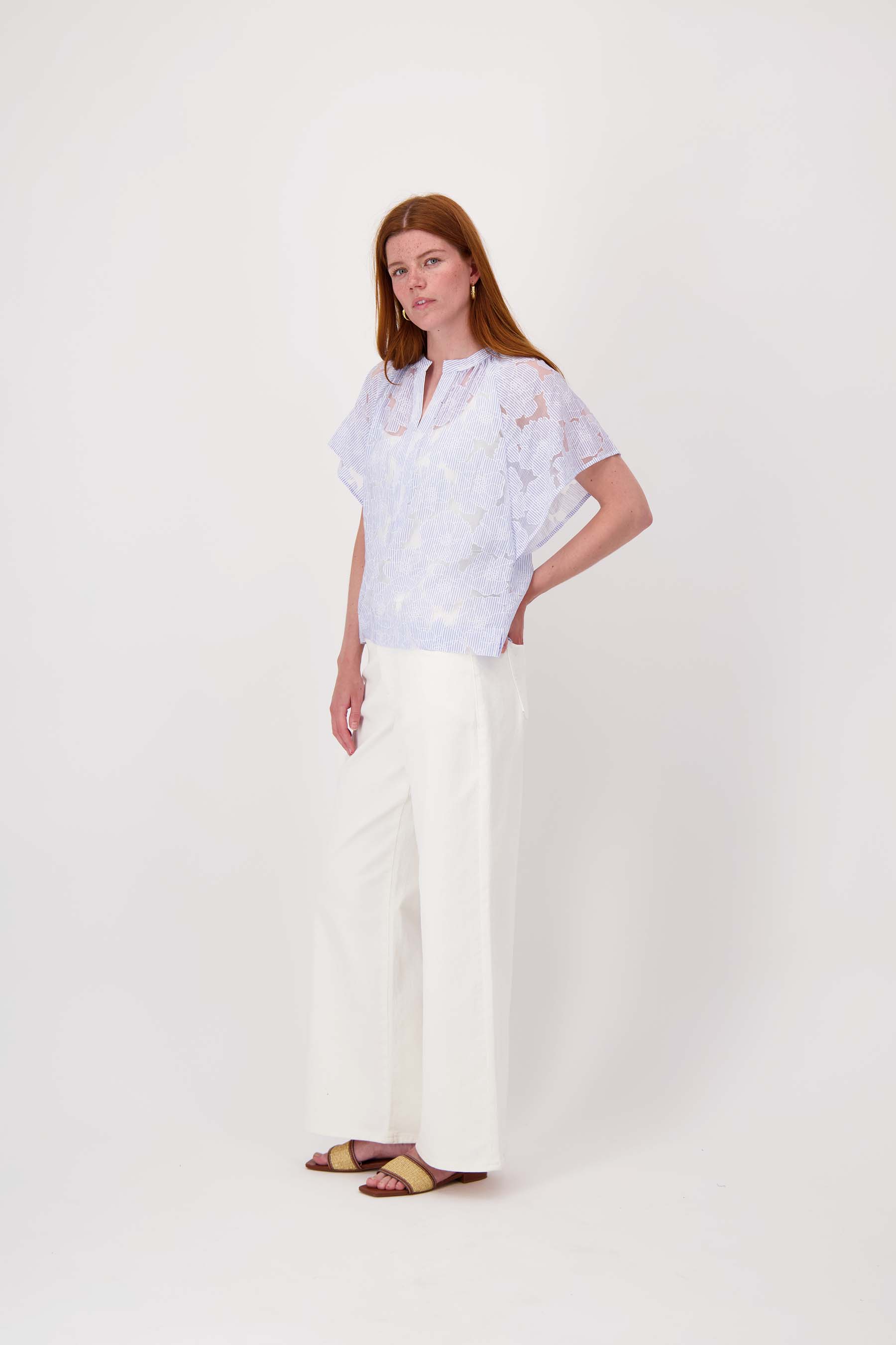 gestreepte organza blouse