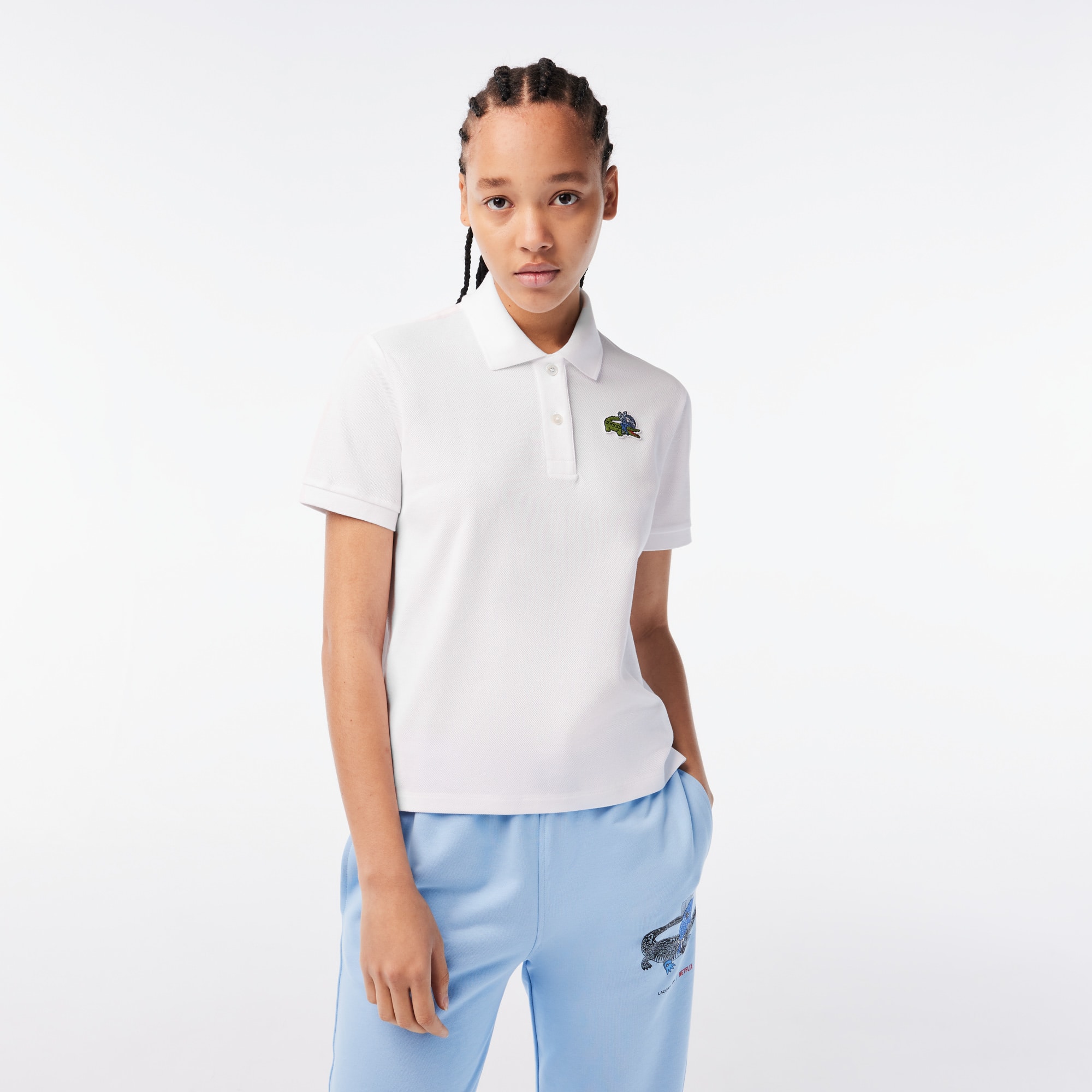 Polo femme Lacoste x Netflix crocodile séries Manches Courtes - Blanc - Lacoste - Femme