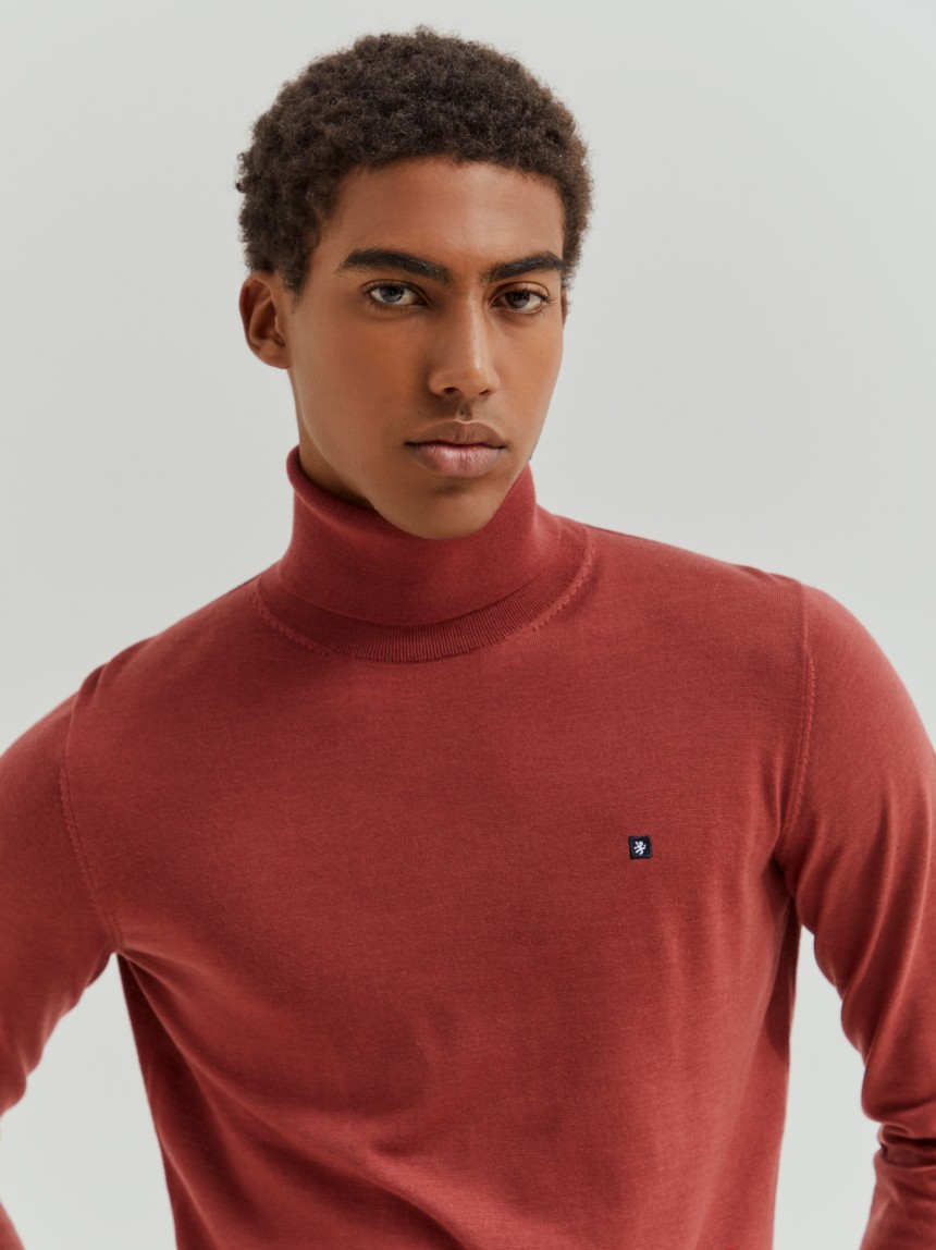Camisola de gola alta de lã merino