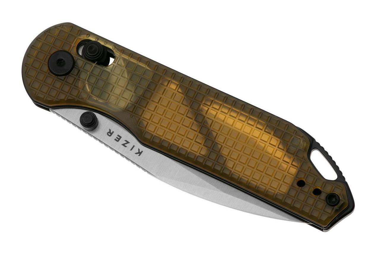 Kizer Vanguard Assassin V3549A1 Satin Nitro-V, Yellow Ultem, zakmes, Azo design