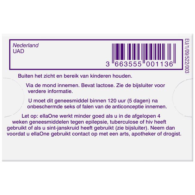 EllaOne Ulipristalacetaat Morning-Afterpil