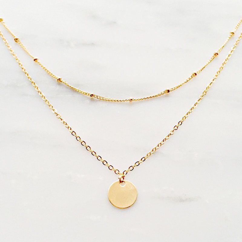 Rosesand - Dubbellaagse legering ketting met schijfhanger