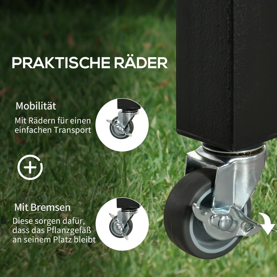 Outsunny Hochbeet mit Rädern braun