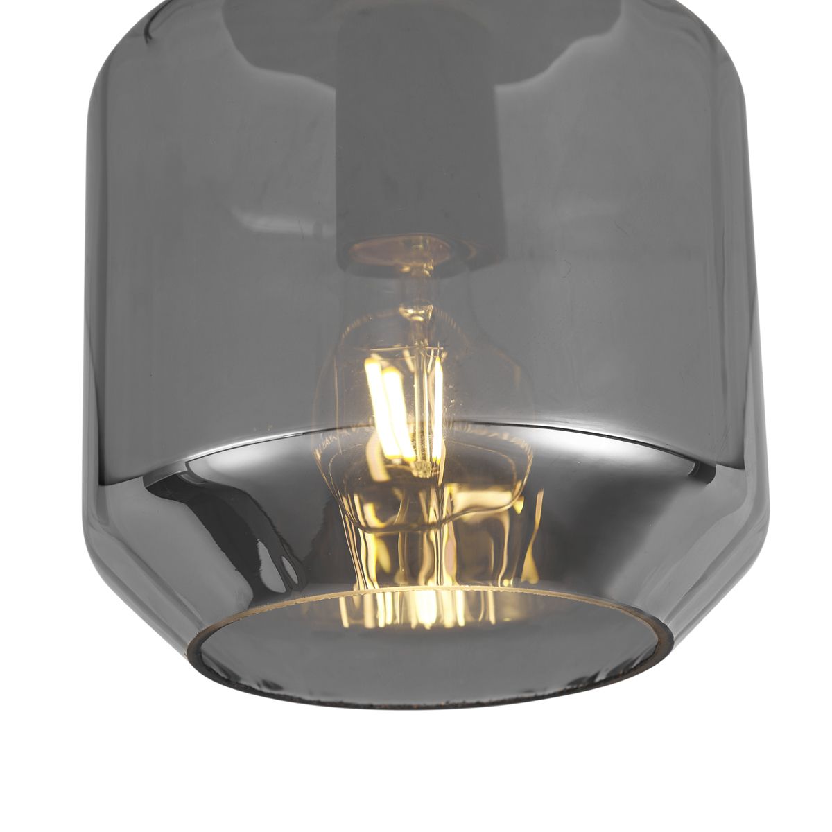 Moderne plafondlamp zwart met smoke glas - Stiklo