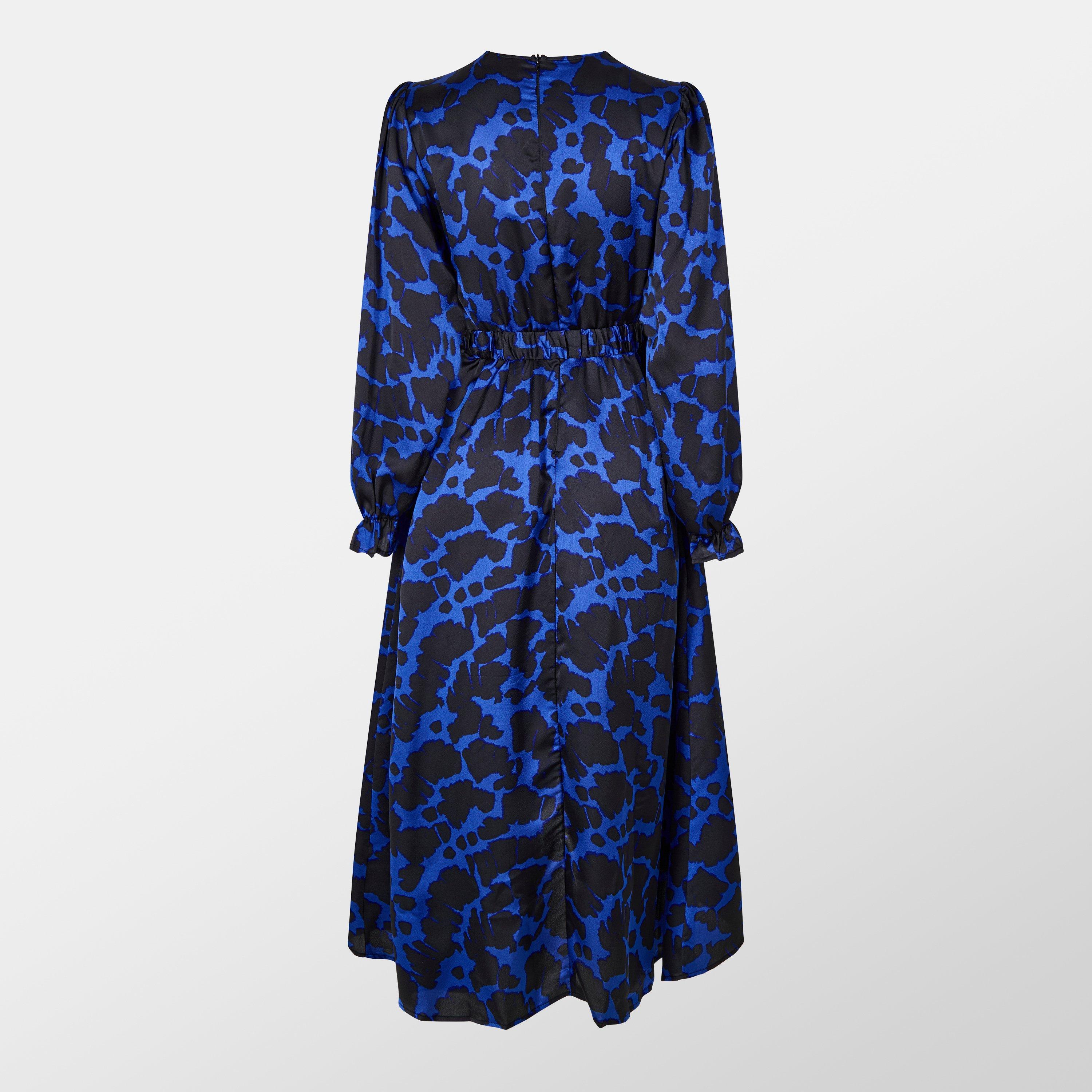 AX Paris Satin Belted Blue Wrap Midi Dress