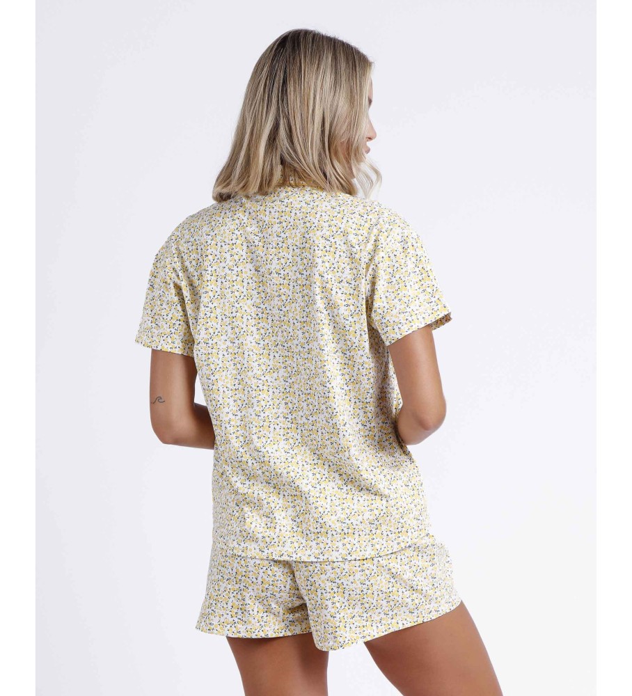 Pijama amarelo Voila de manga curta aberto Admas