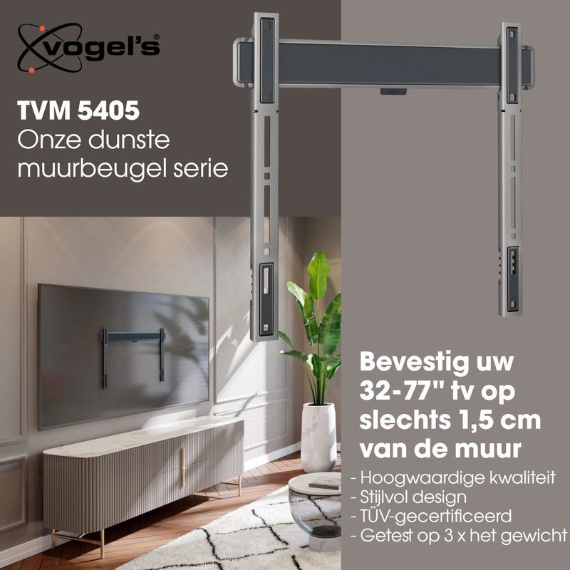 Vogel's - ELITE TVM 5405 - Vaste Tv-Beugel - Zwart - Max 75kg - VESA 400x400