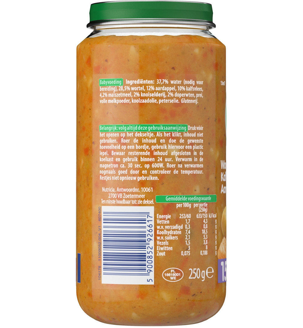 Olvarit Wortel kalfsvlees aardappels 15M07 (250 gr)