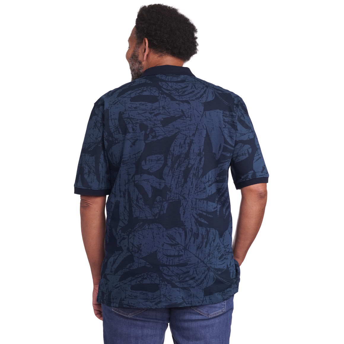 VanVaan Herren Poloshirt mit Allover-Muster dunkelblau