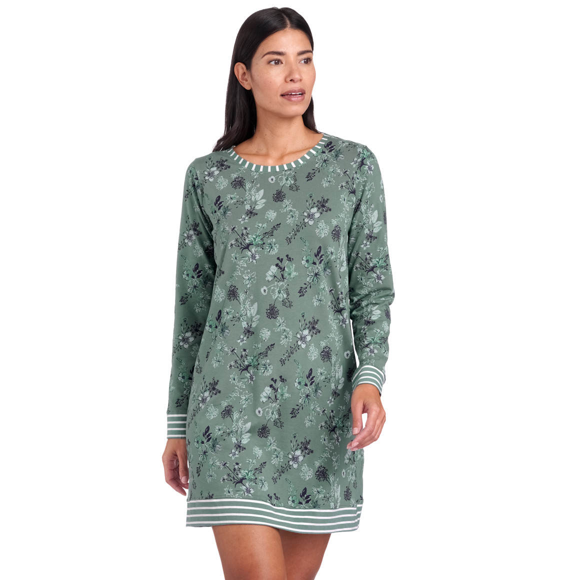 Gina Benotti Damen Nachthemd mit Blumen-Print dunkelgrün