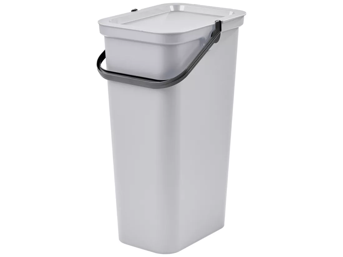Set de 2 poubelles 25L blanc avec poignée