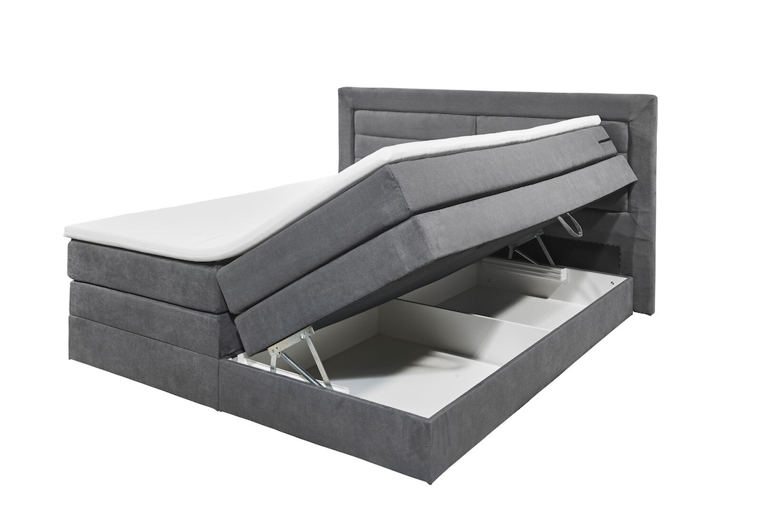 Boxspringbett Saba 2, Grau, 180 x 200 cm