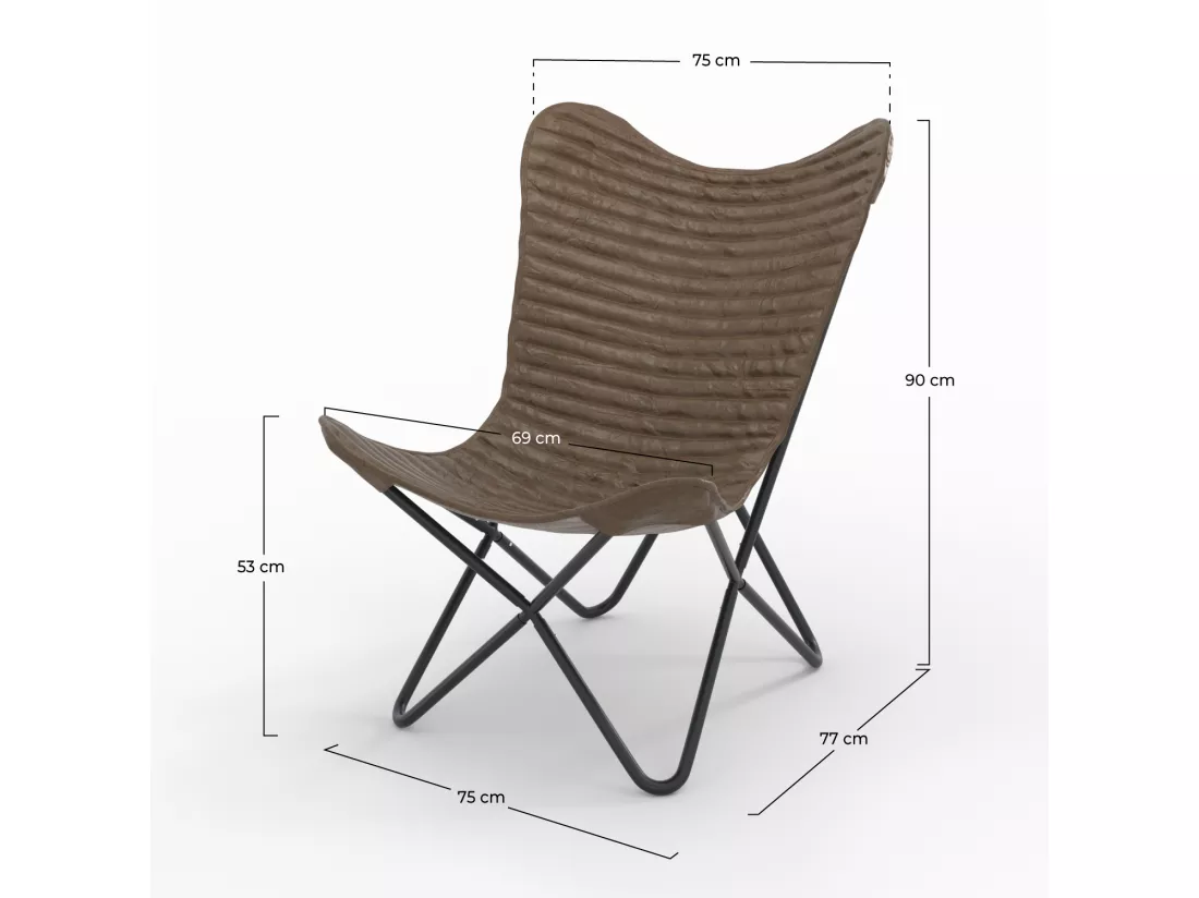 Fauteuil papillon en cuir - Octave