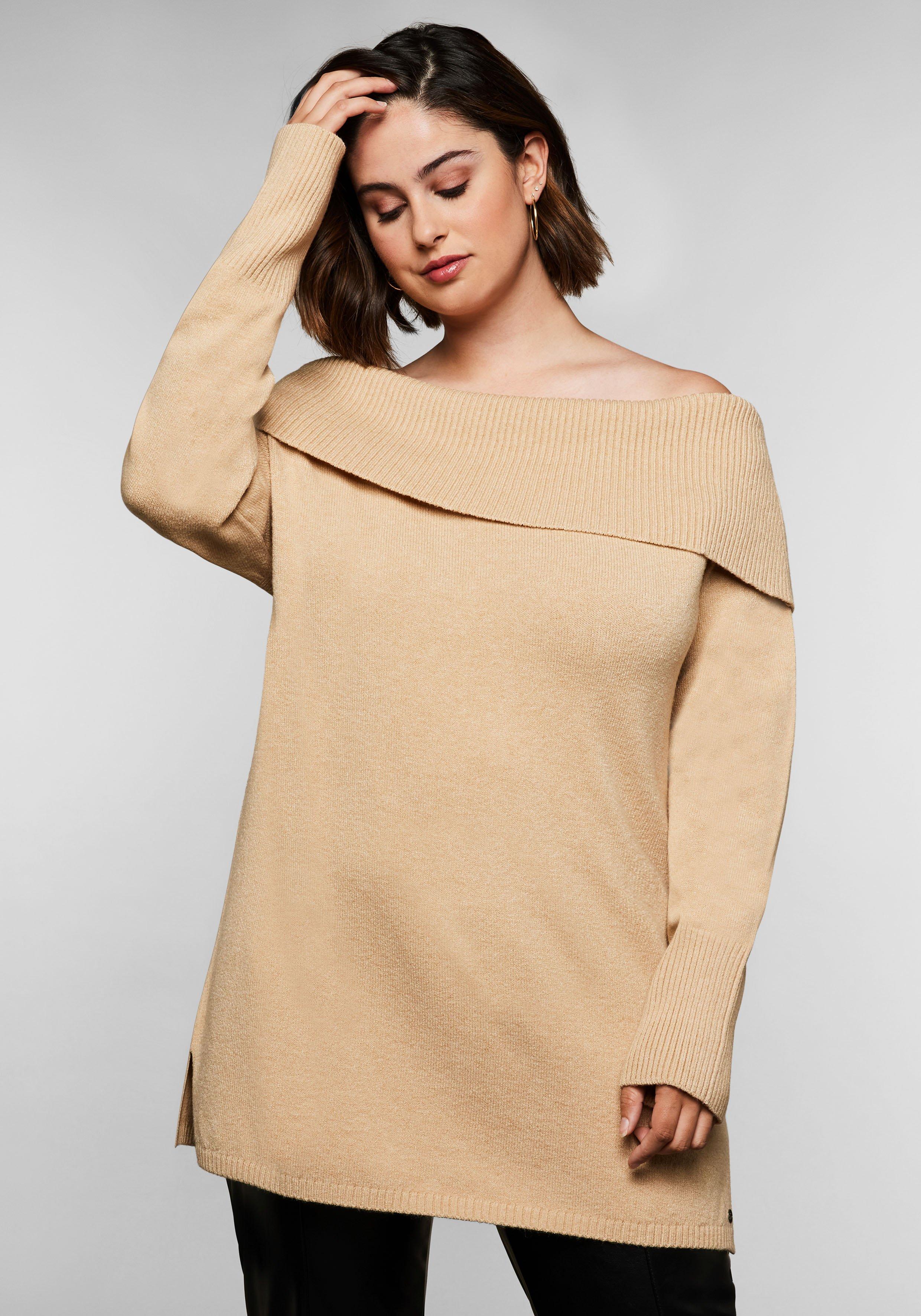 Pullover mit weitem Carmen-Rollkragen