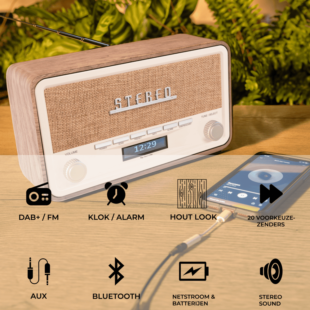 Denver DAB18 DAB+ Bluetooth Radio - Beige