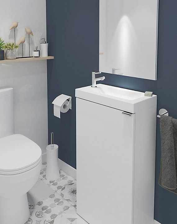 Meuble lave mains à poser GoodHome Imandra blanc L.44 x H.79 cm