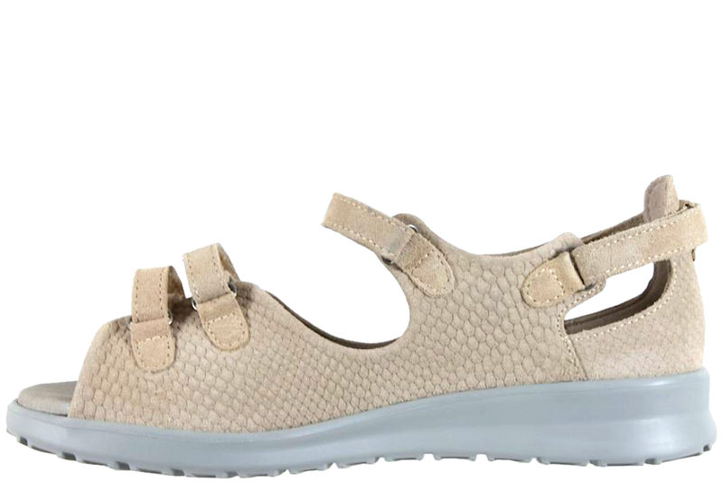 NEW FEET SANDAL I SANDFARVET PRÆGET KALVESKIND