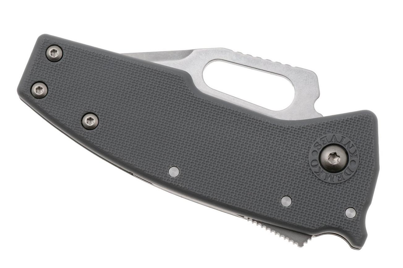 Demko Nano-Shark, NANO-10A-GREY GRN-CP, Stonewashed AUS-10A Clip Point, Grey GRN zakmes