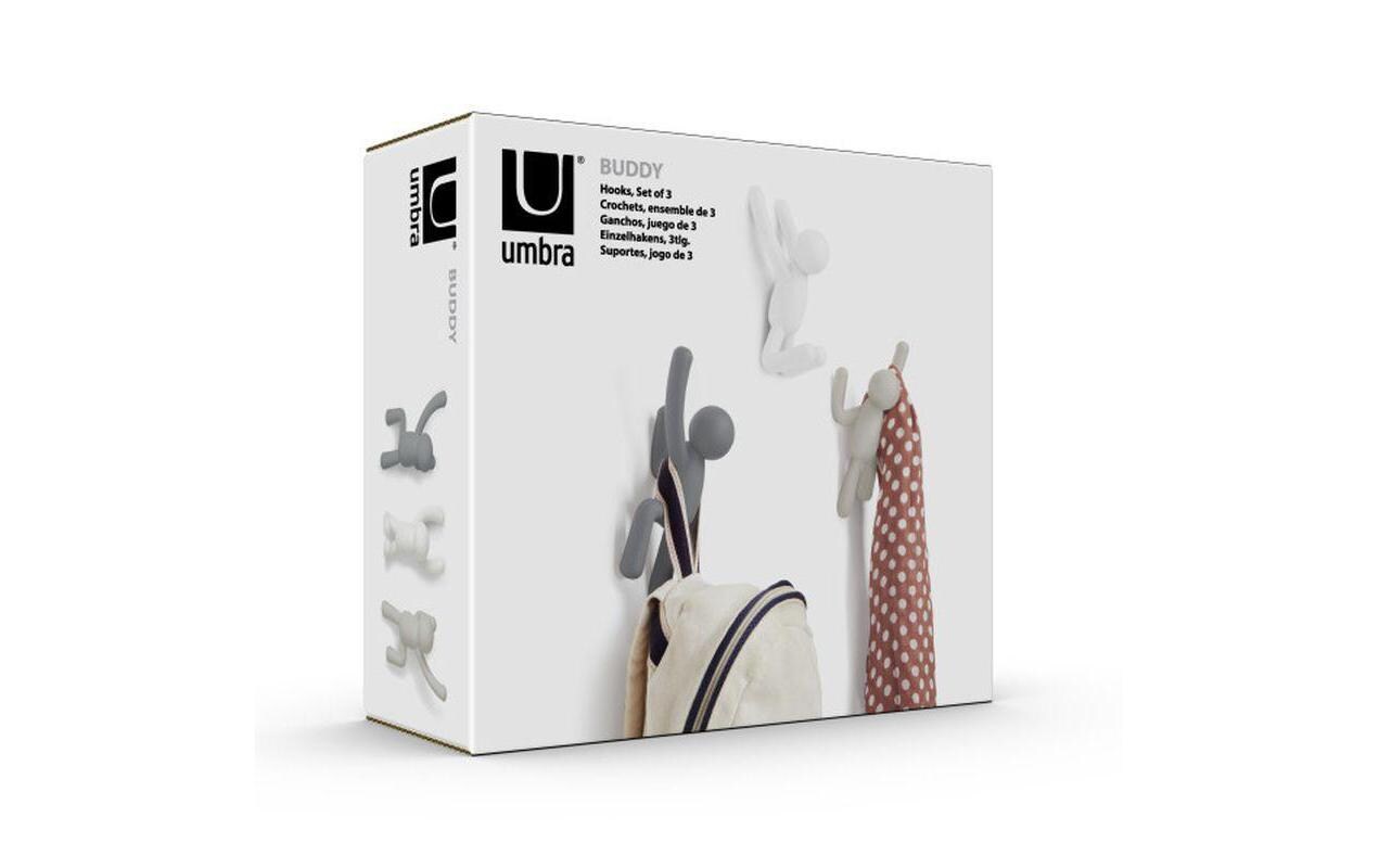 Wandhaken Buddy Weiss/Grautöne, KunststoffWand-Kleiderhaken