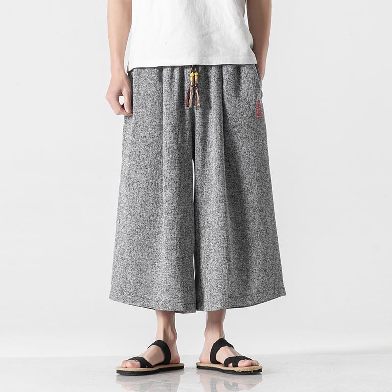 YIKES - Cropped broek met wijde pijpen en trekkoordtaille