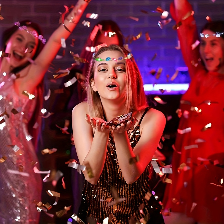(19er Set) LED Haar Blumenkranz Fasnacht Kostüm Zubehör Motto Party Leucht Stirnband Halloween Foto Requisite mit 3 Modi (Batteriebetrieben) - Bunt