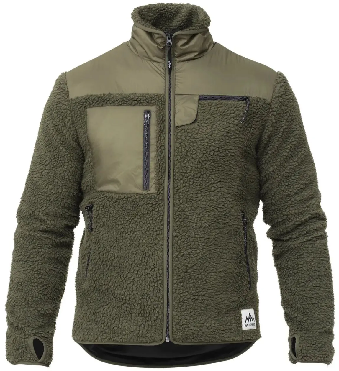 Heat Experience Unisex HeatX Heated Pile Fleece Olive Green