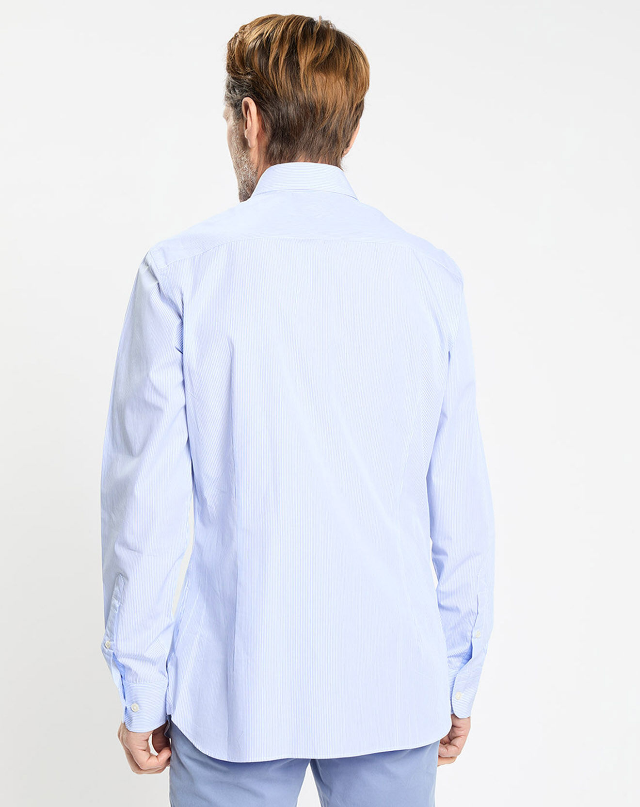 Hackett London Chemise Slim Fit à rayures Milleraies bleu ciel