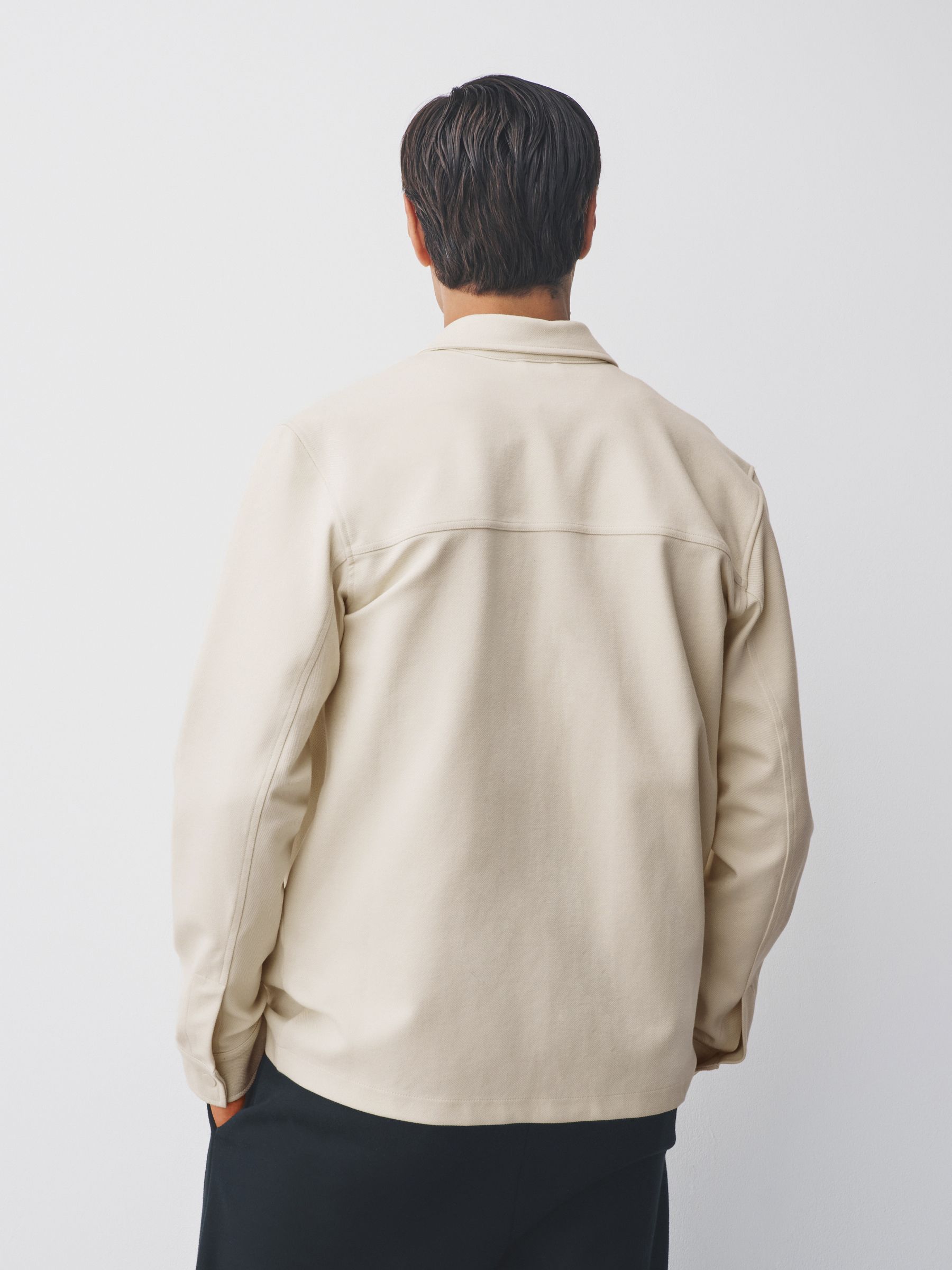 Ecru wit - Jersey keperstof Overshirt met drukknopen