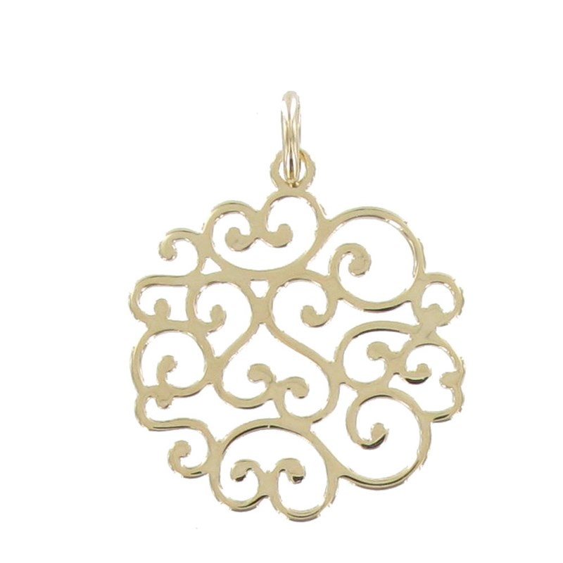 Pendentif Rosace Fleurie Plaqué Or