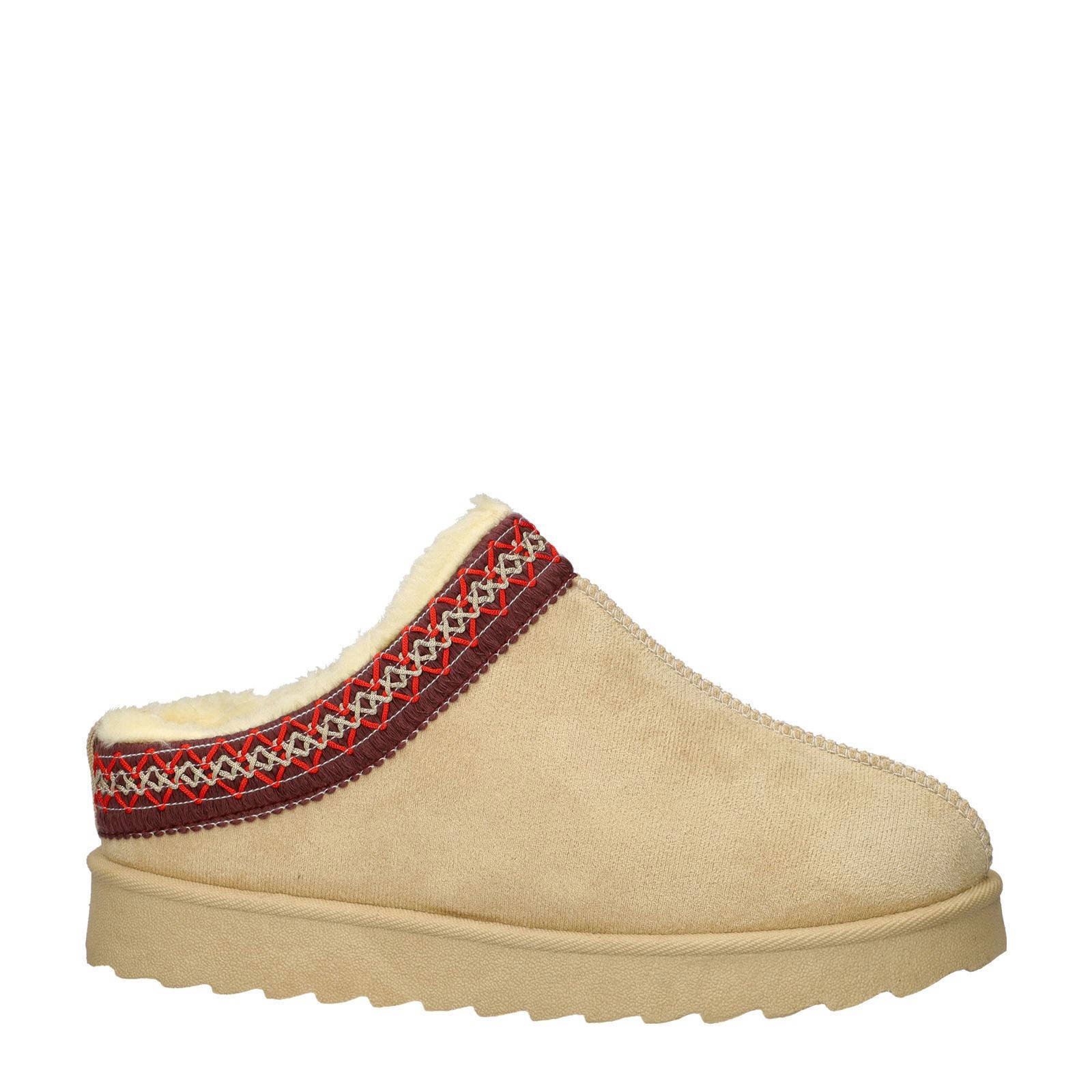 Nelson Home suède pantoffels beige