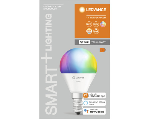 Ledvance Smart WIFI LED Druppellamp Dimbaar P40 E14/5W (40W) Mat 470 lm 2700-6500 K RGBW