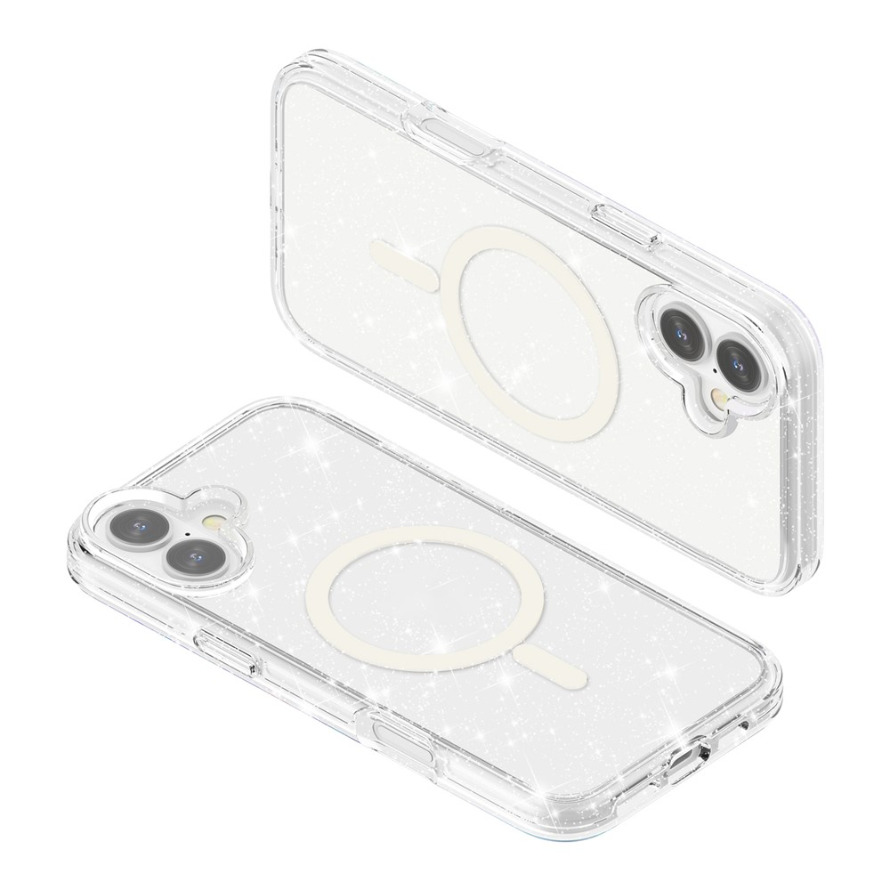 iPhone 17 MagSafe Hybrid Hardcase Schutzhülle im Glitzer Design - Silber / Transparent