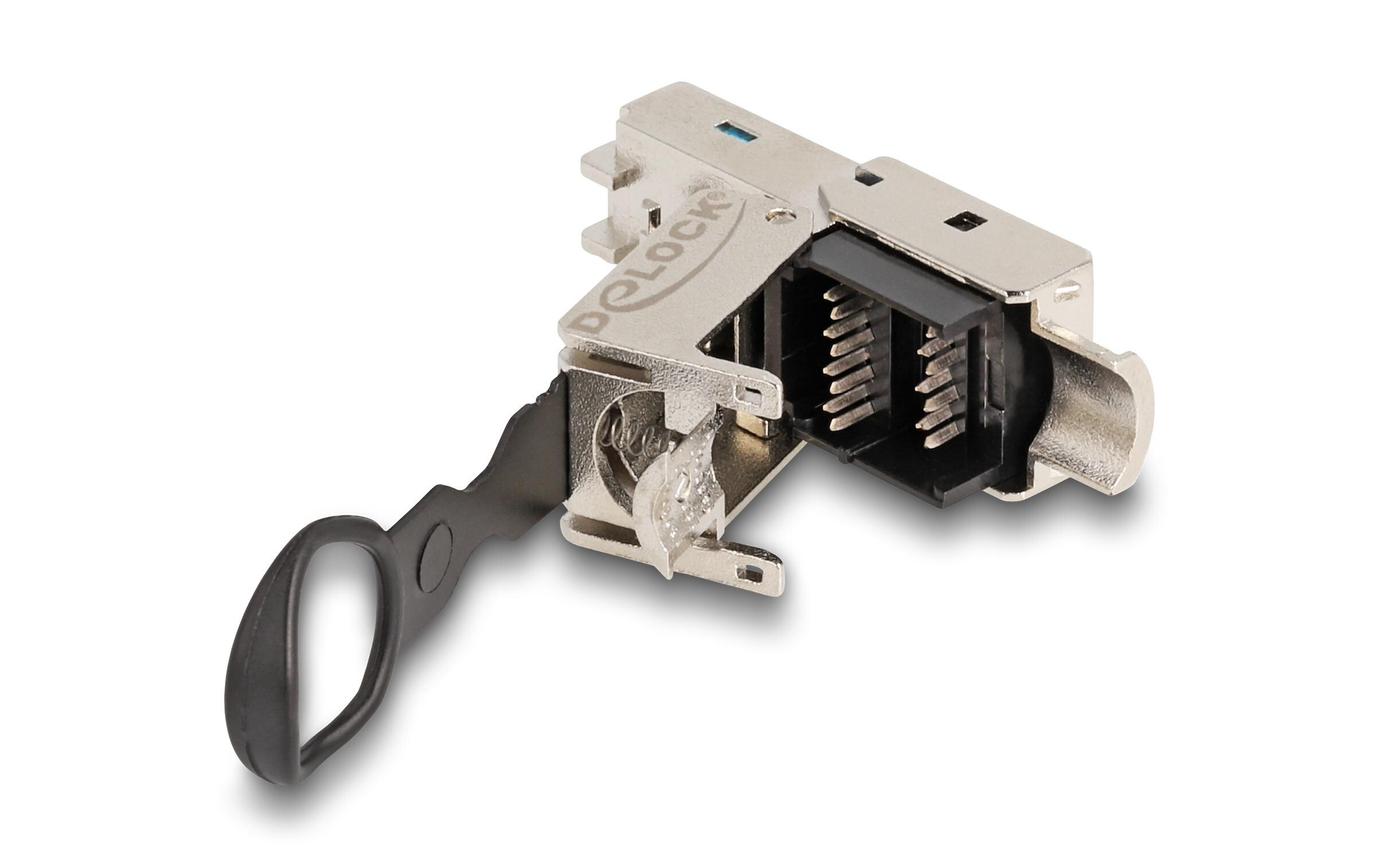 Stecker RJ45 Cat.6A Feldkonfektionierbar 1 Stück, SilberDelock RJ45 Stecker feldkonfektionierbar Cat.6A mit Push und Pull Lasche werkzeugfrei
