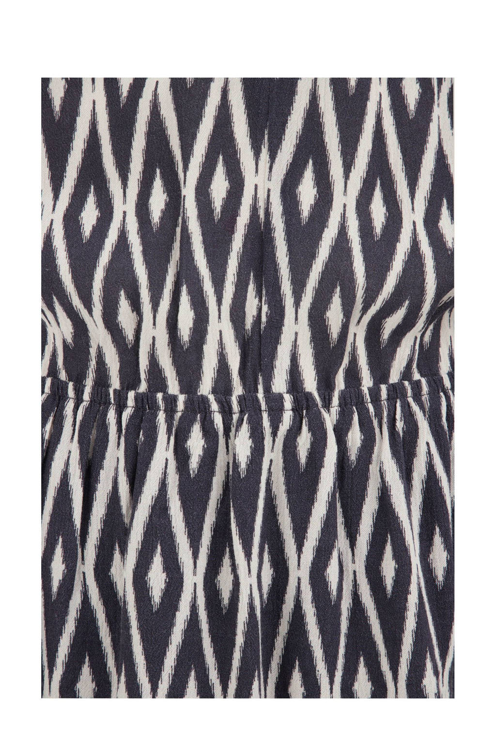 WE Fashion A-lijn jurk met all over print en volant zwart/wit