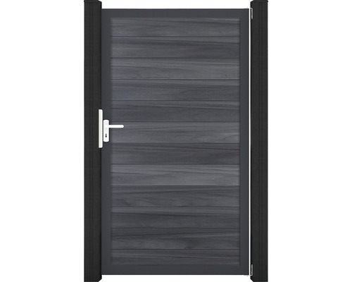 Enkele poort GroJa Flex DIN universeel voorgemonteerd zonder palen, kozijn antraciet 100 x 180 cm steengrijs
