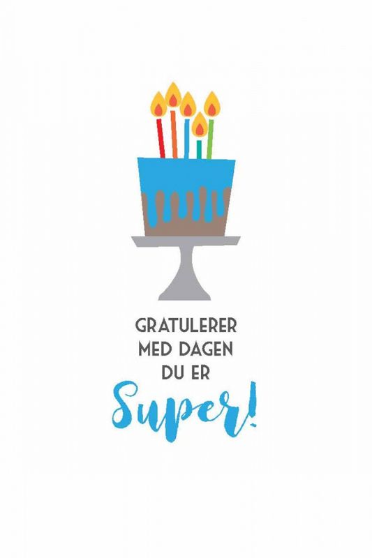 Gratulasjonskort, Gratulerer med Dagen, Blå