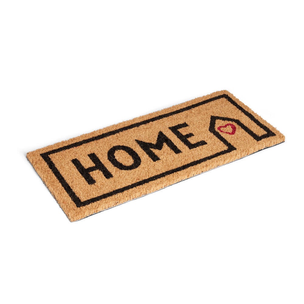 Paillasson coco Home coeur marron et noir 25x55cm