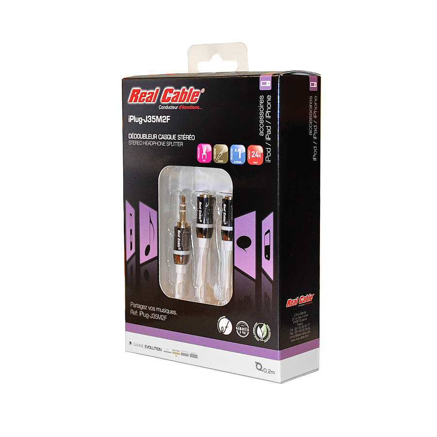 Real Cable Dédoubleur audio iPlug J35M2F - 0,20 m