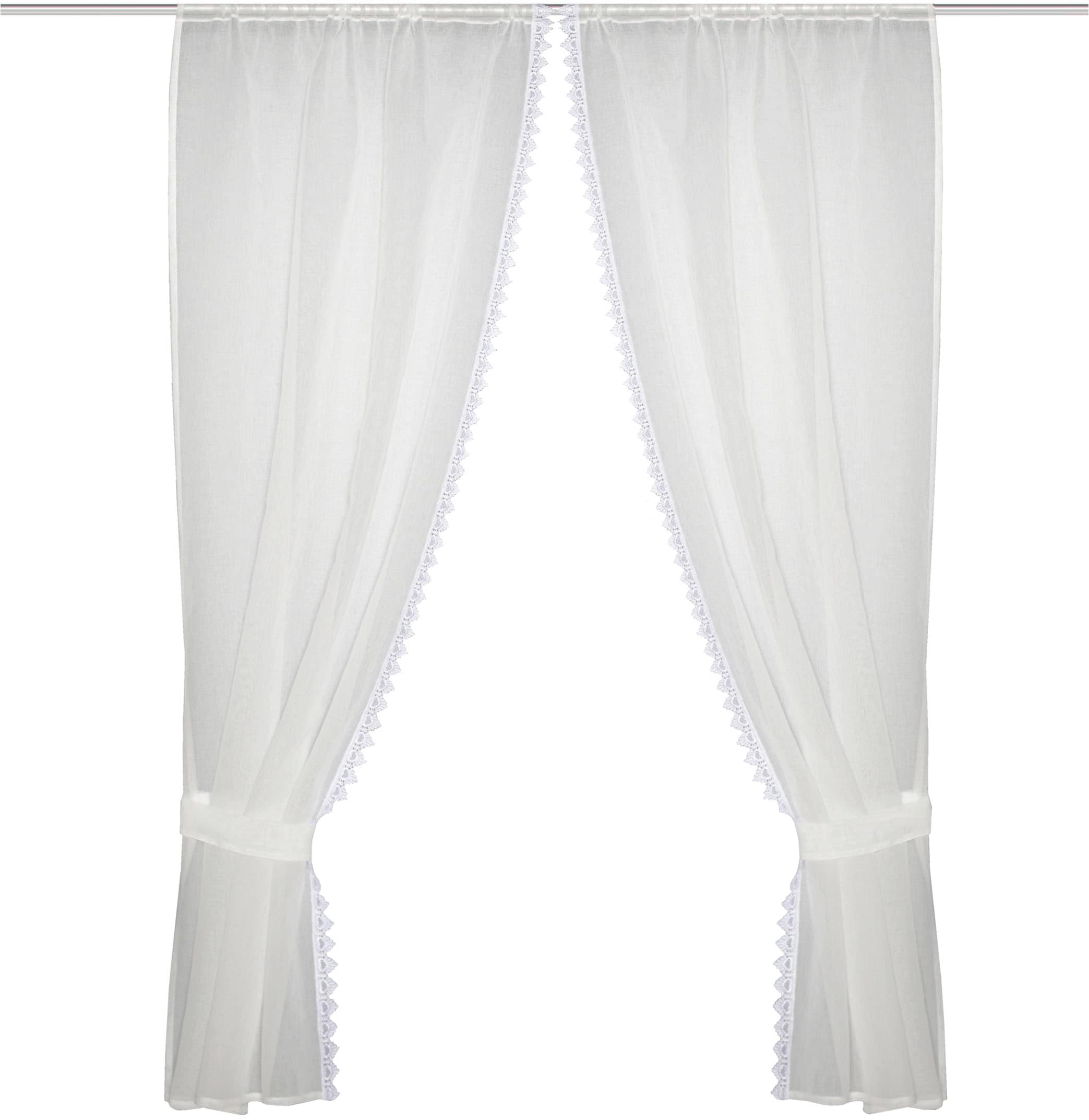 HOME WOHNIDEEN Gardine »NISHAY« Stangendurchzug 1 Stk. tlg. 4tlg.Raffgarnitur Leinenoptik, Macramée