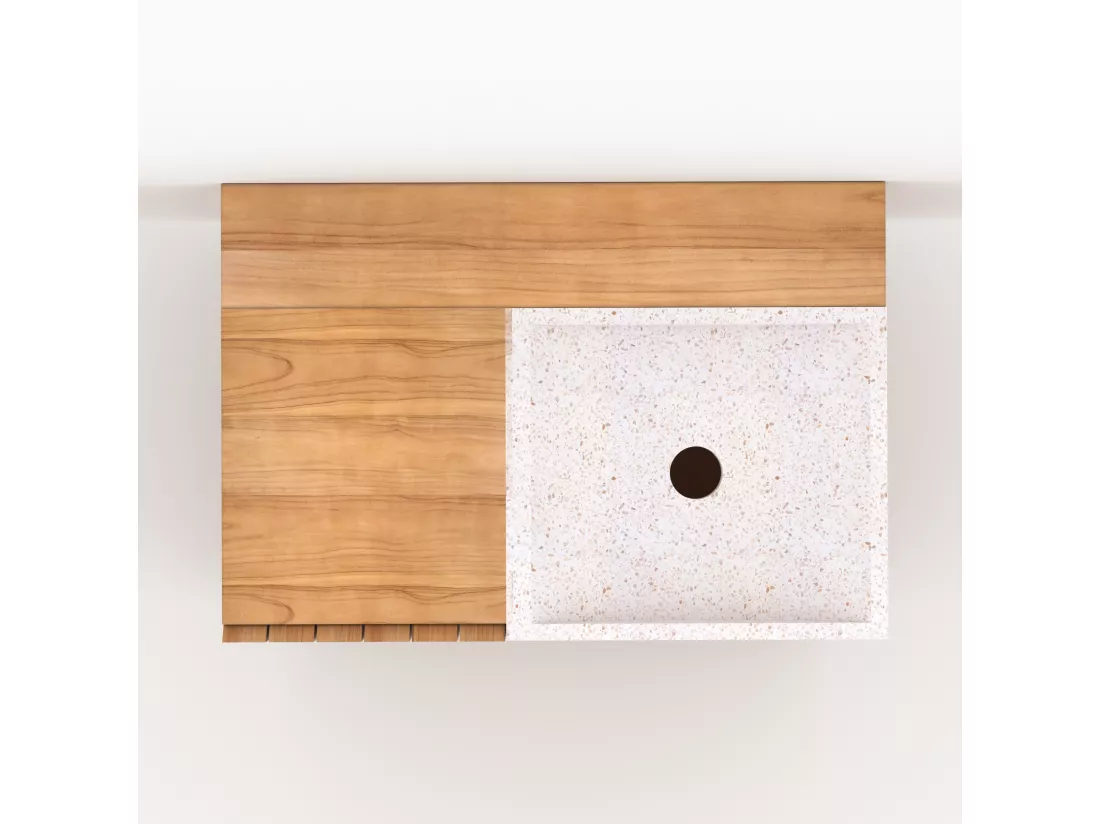 Meuble de salle de bain en bois avec vasque intégrée 80 cm - Noa