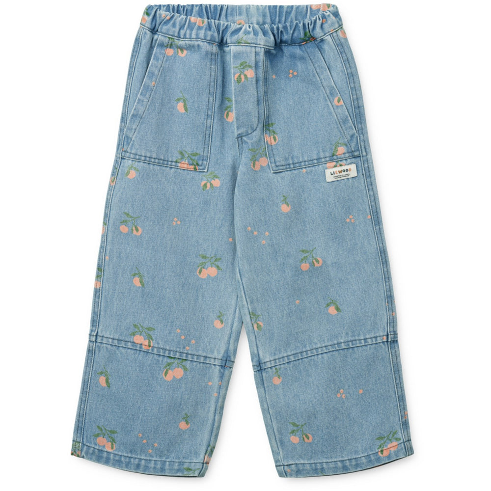 Køb LIEWOOD Peach / Lys Blue Denim Cesar Printed Denim Bukser