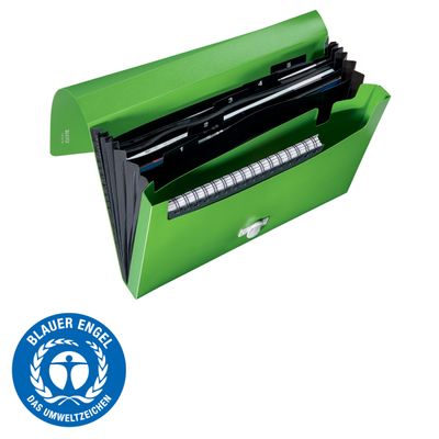 Leitz Recycle - Trieur à soufflet - 5 positions - A4 - pour 250 feuilles - à onglets - vert