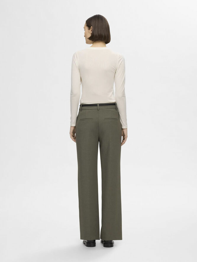 Selected Femme SLFRITA MW WIDE PANT NOOS Kalamata/melange