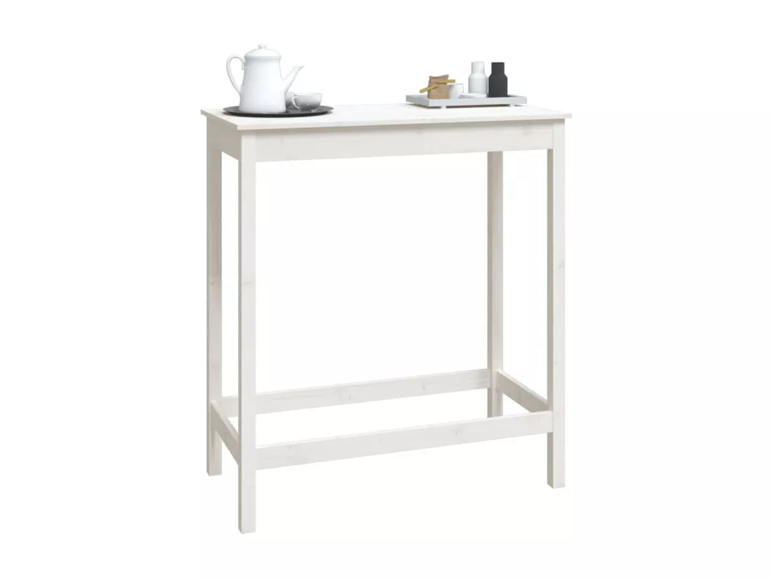 Table de bar blanc 100x50x110 cm bois massif de pin